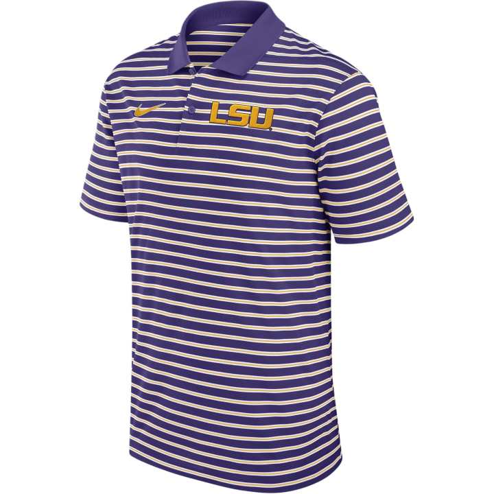 Nike Nike Lsu Tigers Primetime Victory Striped Men's Nike Dri FIT College Polo