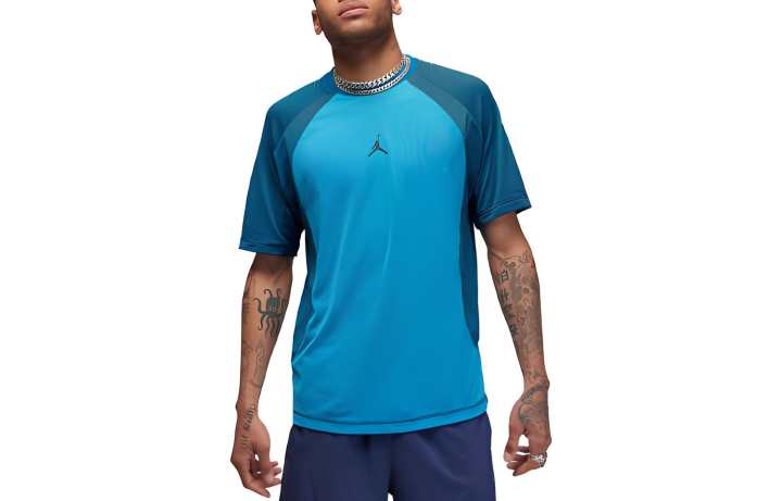 Jordan Jordan Sport T Shirts Men's Blue Crew Neck Moderate Straight Fit