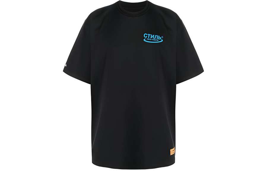 HERON PRESTON T Shirts Men's Black Crew Neck Moderate Straight Fit