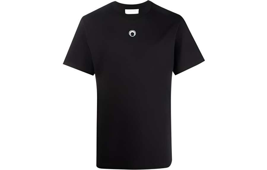 Marine Serre T Shirts Men's Black Crew Neck Moderate Straight Fit