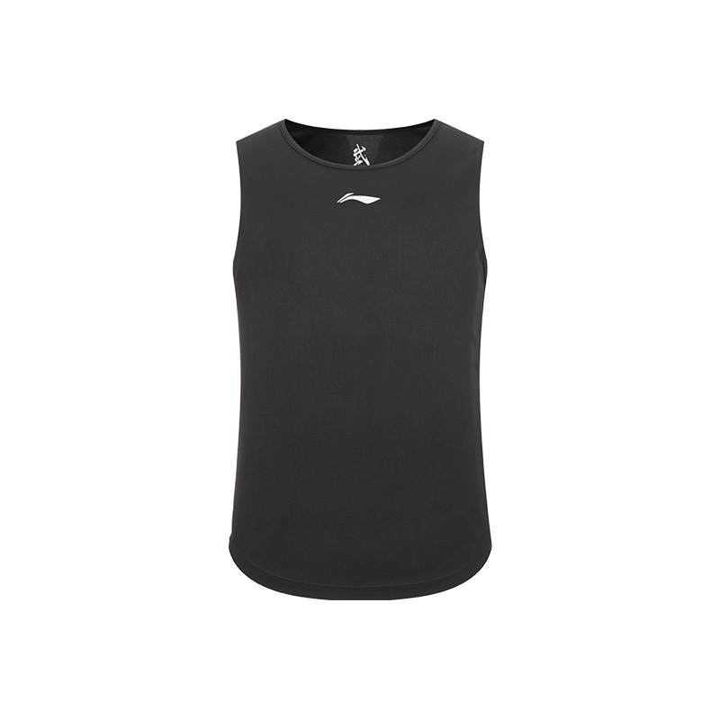Li-Ning Li Ning Tank Tops Men's Black Crew Neck Moderate Straight Fit