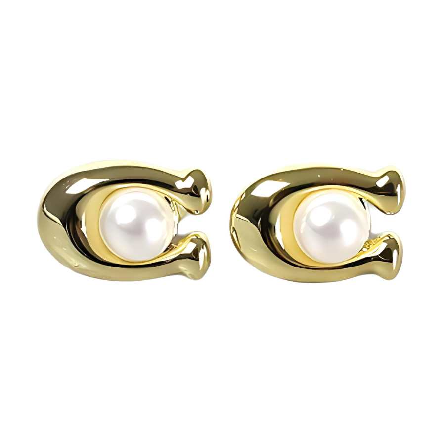 COACH COACH Brass Stud Earrings Women's Gold