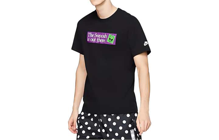 Nike Nike T Shirts Men's Black Crew Neck Moderate Straight Fit