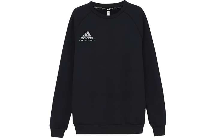 Adidas Adidas Sweatshirts Unisex Black With White Logo Crew Neck Moderate Other