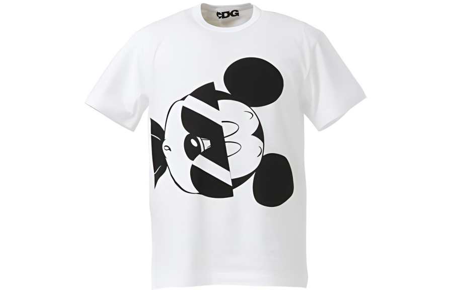 CDG X Disney T Shirts Unisex White Crew Neck Moderate Straight Fit