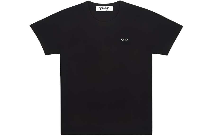 CDG Play T Shirts Unisex Black Crew Neck Moderate