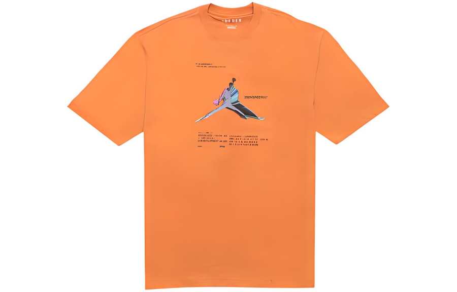 Jordan Jordan T Shirts Men's Orange Crew Neck Moderate Straight Fit