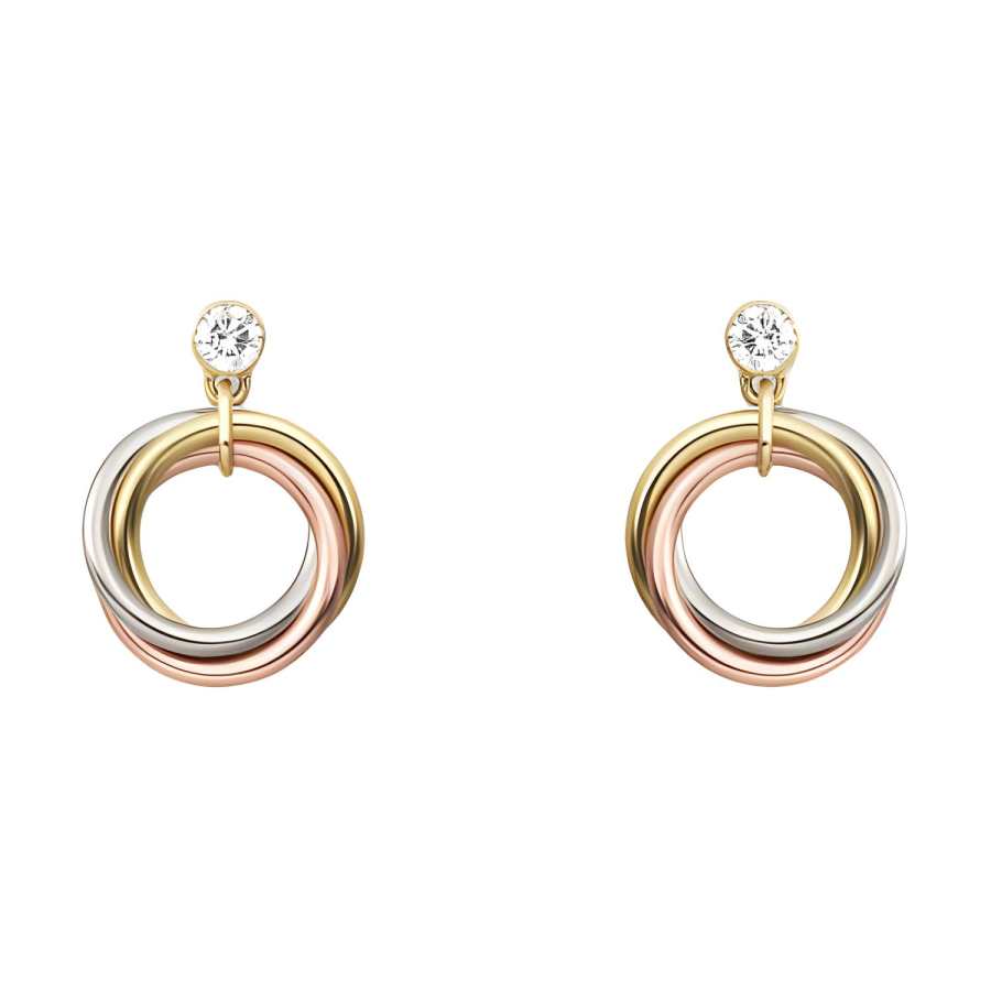 CARTIER Trinity Series 18K Gold Diamond Earrings Unisex Multicolor