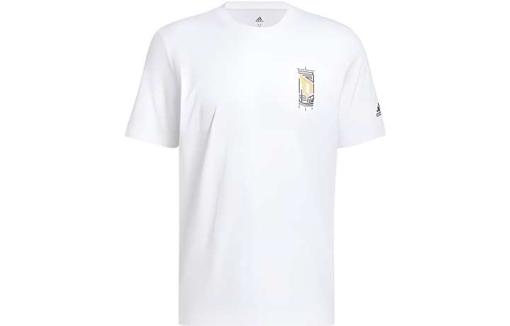 Adidas Adidas T Shirts Men's White Crew Neck Moderate Straight Fit
