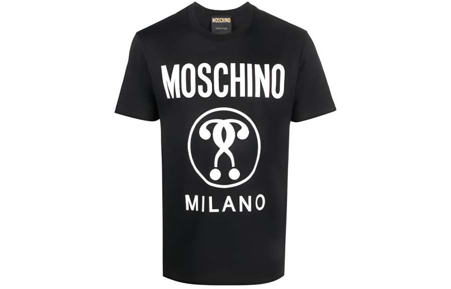 MOSCHINO T Shirts Men's Black Crew Neck Moderate Straight Fit