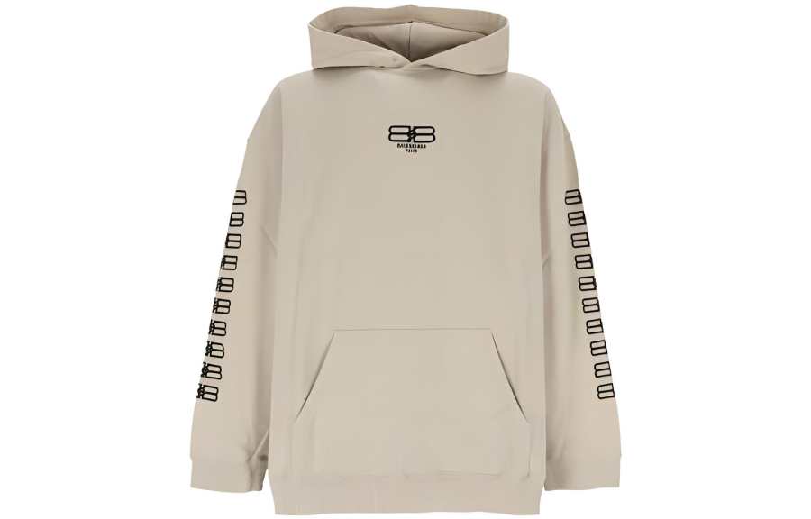 Balenciaga Embroidered Sleeve Bb Logo Popover Hoodie