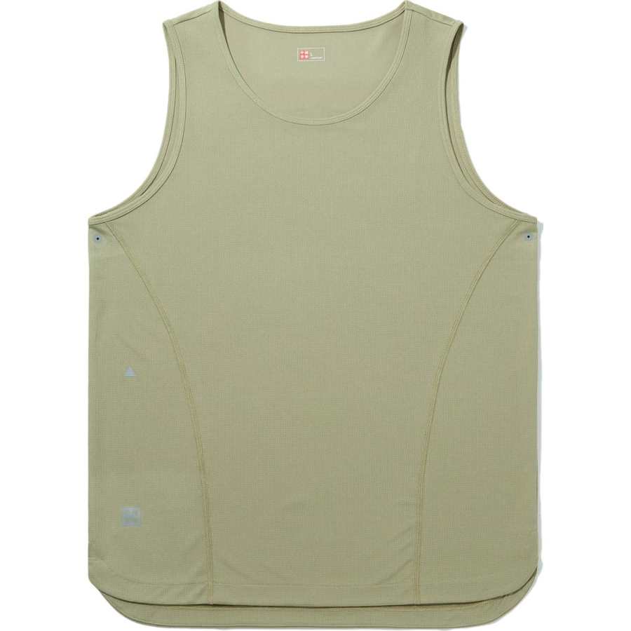 Li-Ning Li Ning Tank Tops Unisex Khaki Crew Neck Moderate Straight Fit