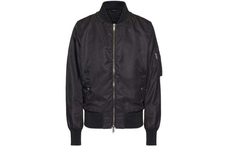 Valentino Valentino Stud Detailed Zip Up Bomber Jacket