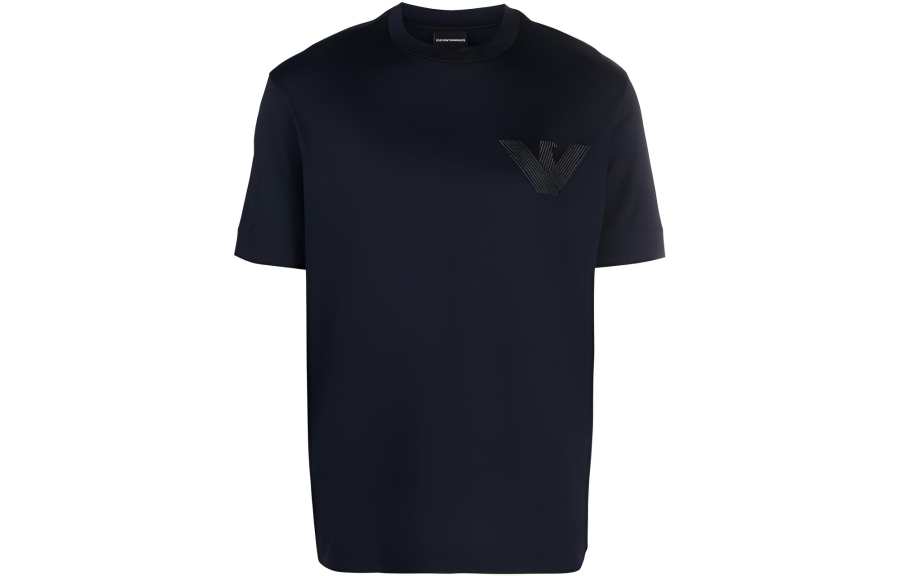 EMPORIO ARMANI T Shirts Men's Marine Blue Crew Neck Moderate Straight Fit