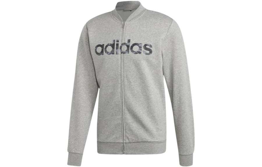 Adidas Adidas Letter Logo Print Zippers Thickened And Fleece Lined Sports Jackets & Coats Men's Gray