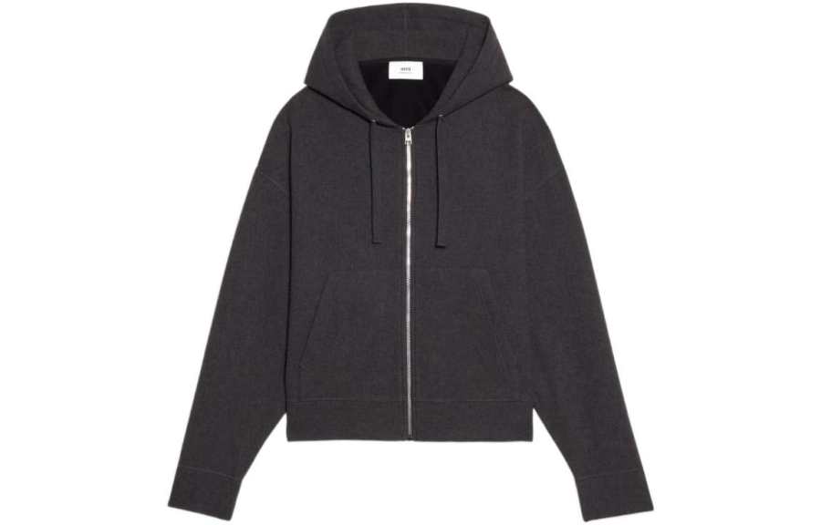 AMIPARIS Jackets Men's Gray Hooded Non Detachable Moderate Straight Fit