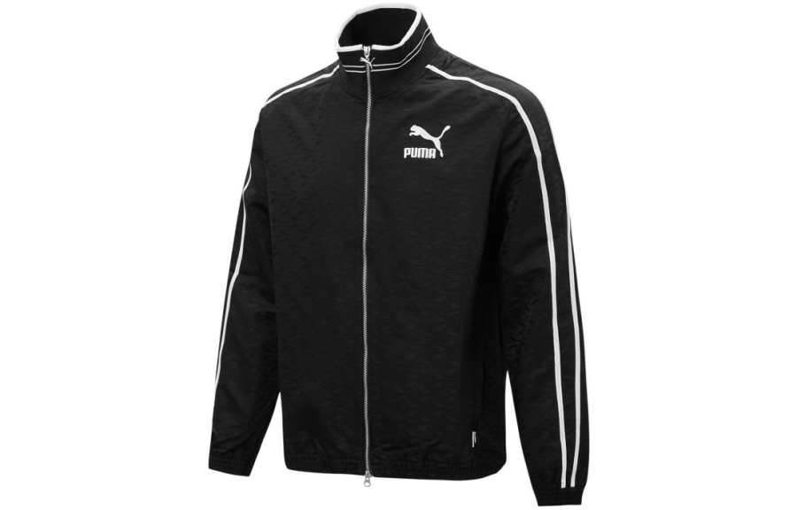 PUMA Lounge T7 Jackets Men's Black Stand Collar Moderate Other