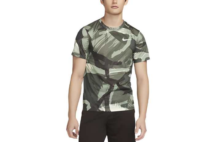 Nike Nike T Shirts Men's Oil Green Crew Neck Moderate Straight Fit