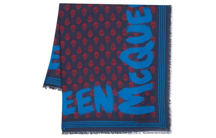 Alexander McQueen Alexander McQueen McQueen Graffiti printed frayed scarf