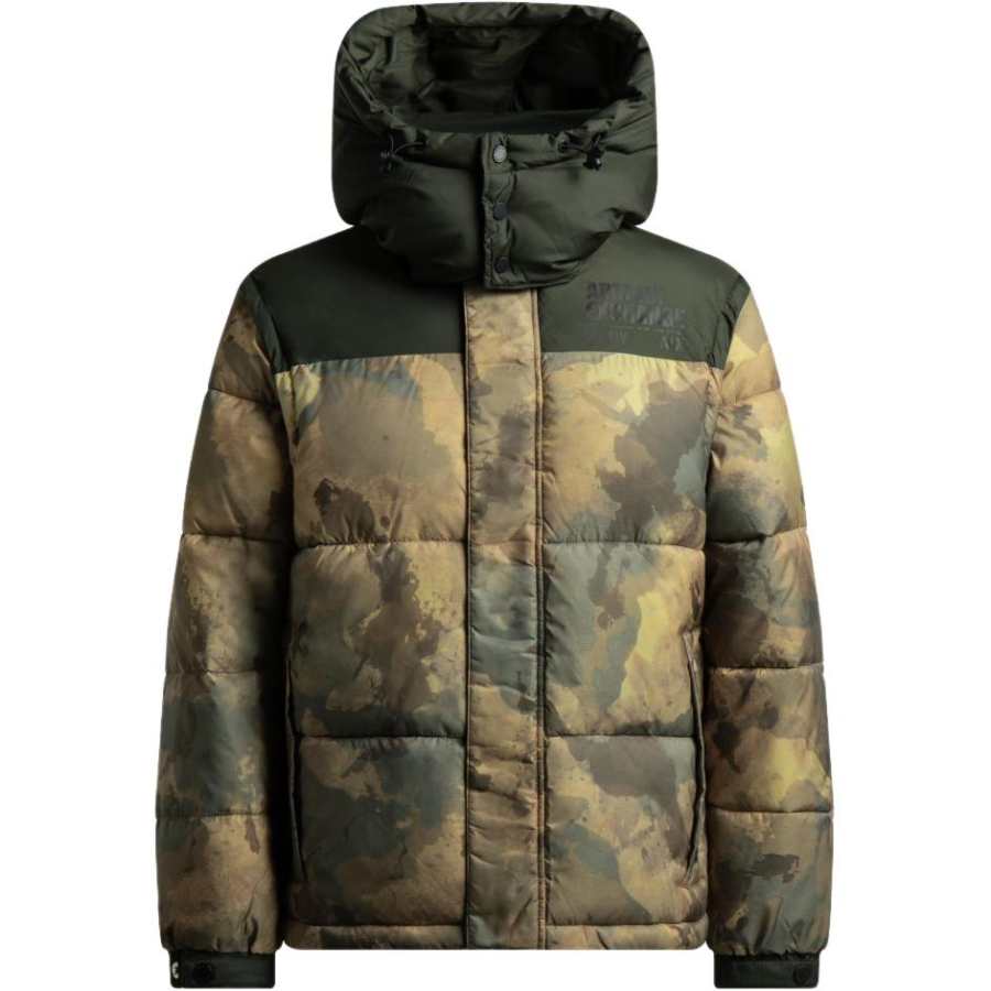 Armani Exchange camouflage-print hooded puffer jacket