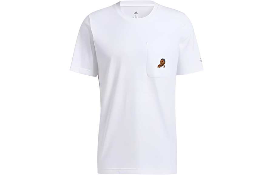 Adidas Adidas T Shirts Men's White Crew Neck Moderate Straight Fit