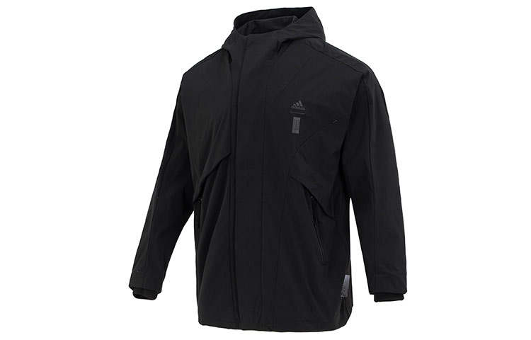Adidas Adidas Wuji Series Wj Warm Wv Jkt Solid Color Logo Label Fleece Lined Hooded Jacket Men's Black