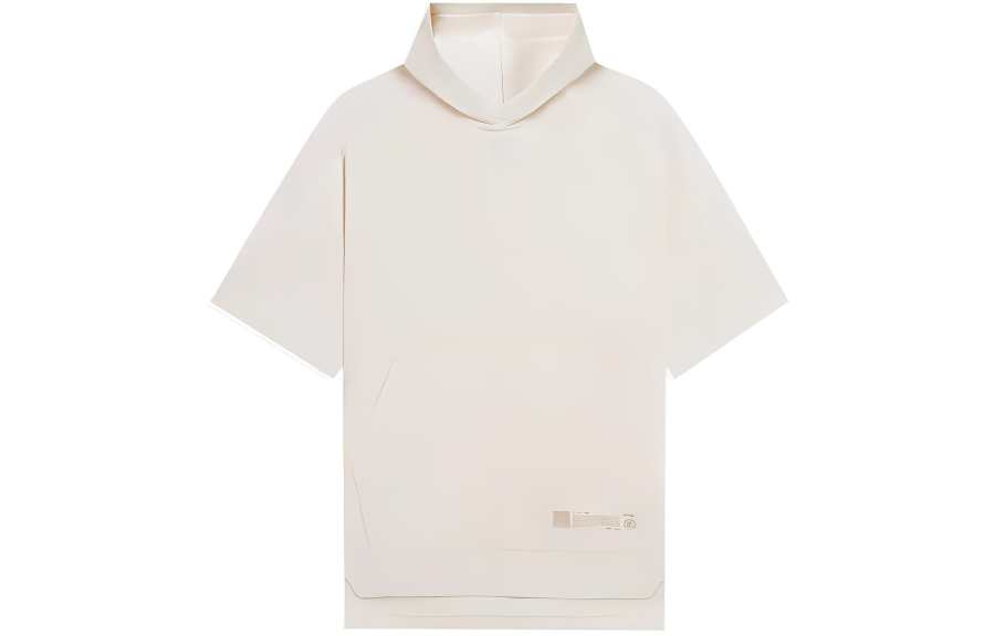 Li-Ning Li Ning T Shirts Men's Beige Hooded Moderate Straight Fit