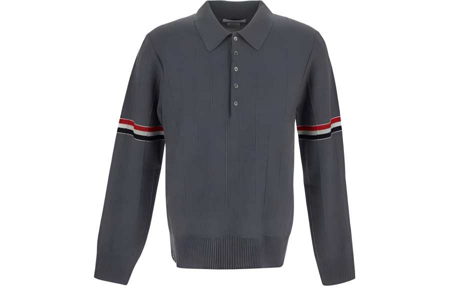THOM BROWNE RWB Striped Long Sleeved Polo Shirt
