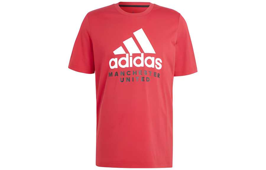 Adidas Adidas Manchester United T Shirts Men's Red Crew Neck Moderate Straight Fit