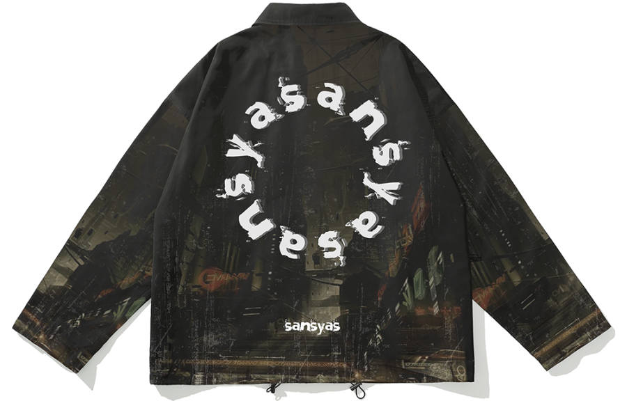 SANSYAS FW22 Letter Print Loose Fit Jacket Unisex Black