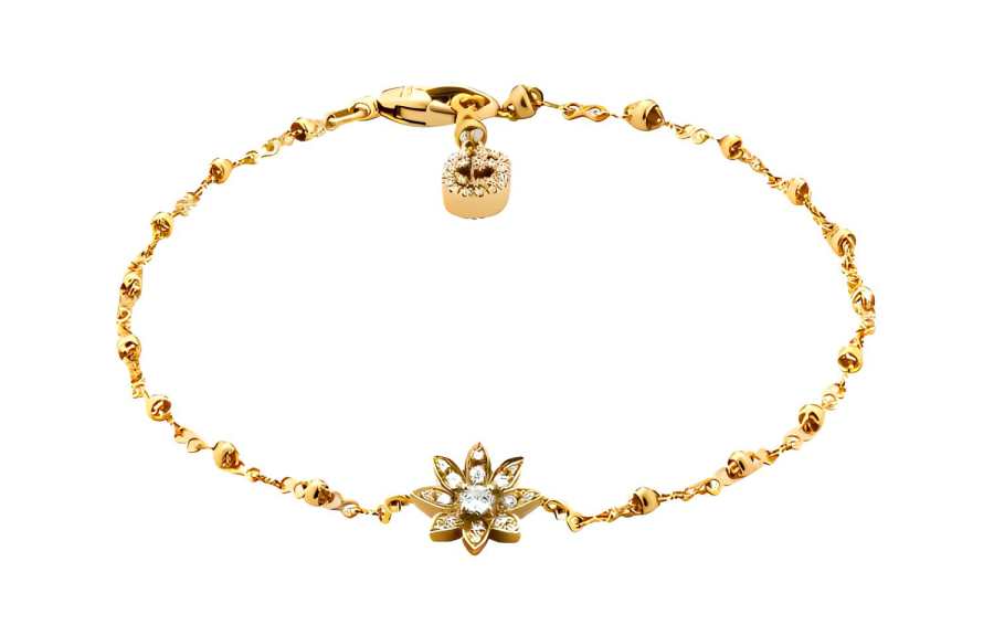 GUCCI Flora 18K Gold Diamond Bangles Unisex Gold