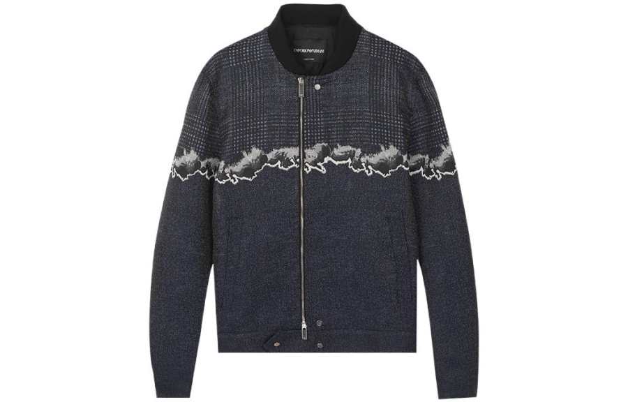 EMPORIO ARMANI Jackets Men's Blue Stand Collar Moderate Other