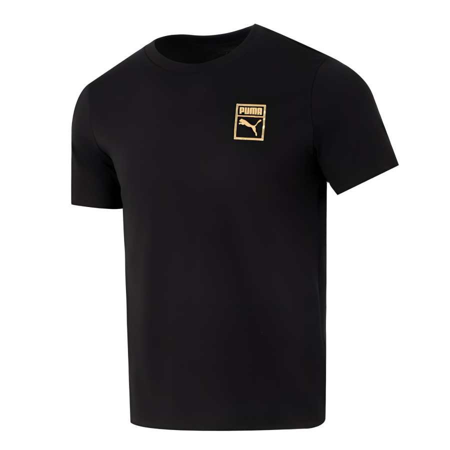 PUMA T Shirts Men's Black Crew Neck Moderate