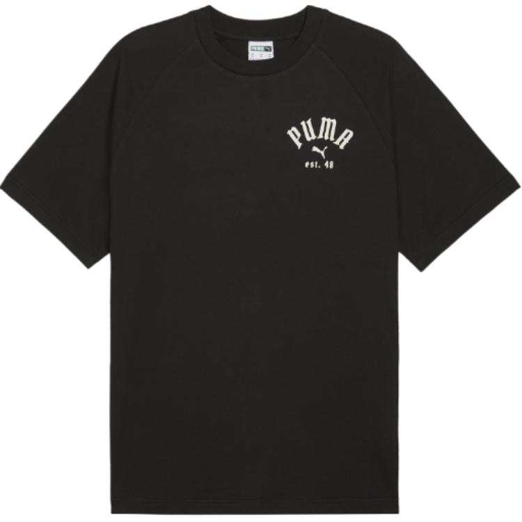 PUMA T Shirts Men's Black Crew Neck Moderate