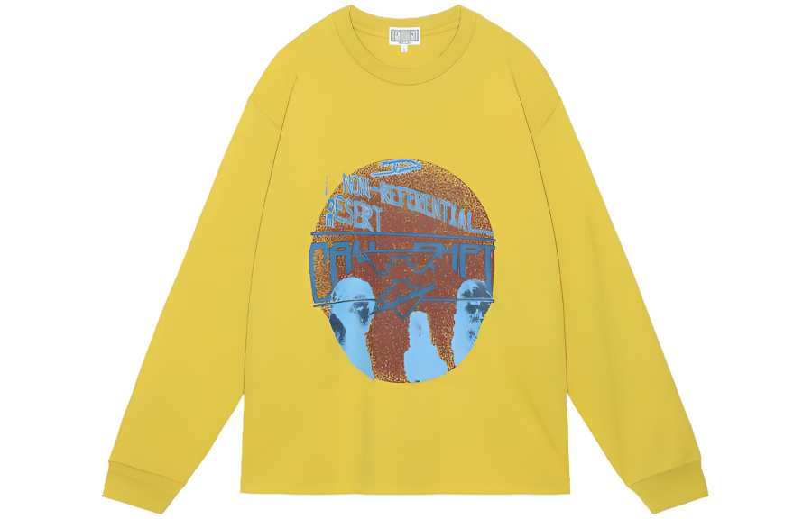 Cav Empt T Shirts Men's Yellow Crew Neck Moderate Straight Fit
