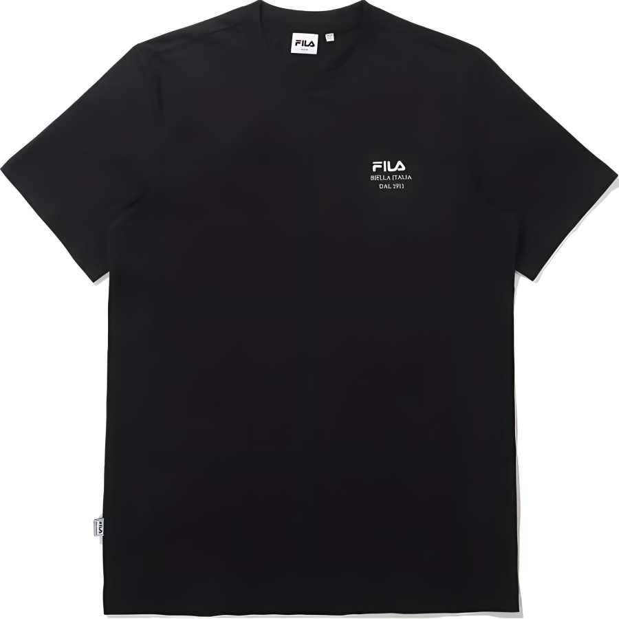FILA T Shirts Unisex Black Crew Neck Moderate Straight Fit