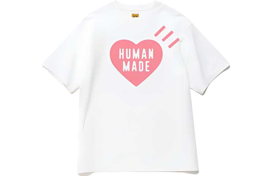 HUMAN MADE T Shirts Unisex Pink Heart Crew Neck Moderate