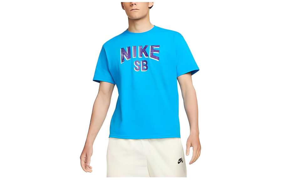 Nike Nike T Shirts Men's Blue Crew Neck Moderate Straight Fit