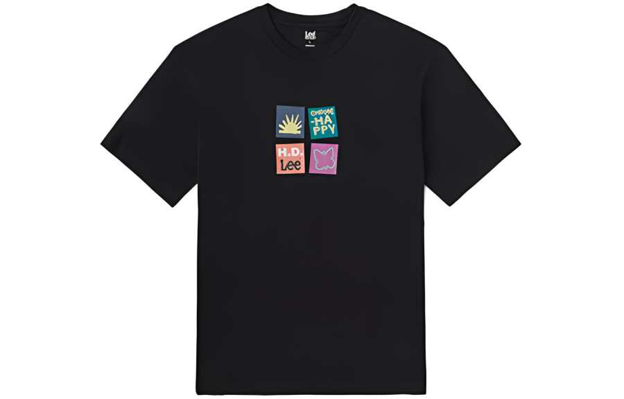 Lee Lee T Shirts Men's Black Crew Neck Moderate Straight Fit
