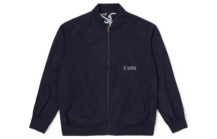 Kappa Jackets Men's Midnight Blue Print 906P Stand Collar Moderate Straight Fit
