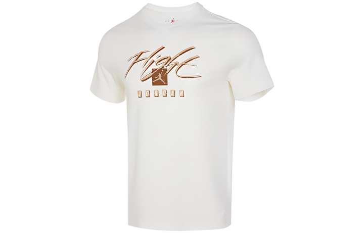 Jordan Jordan T Shirts Men's Ecru Crew Neck Moderate Straight Fit