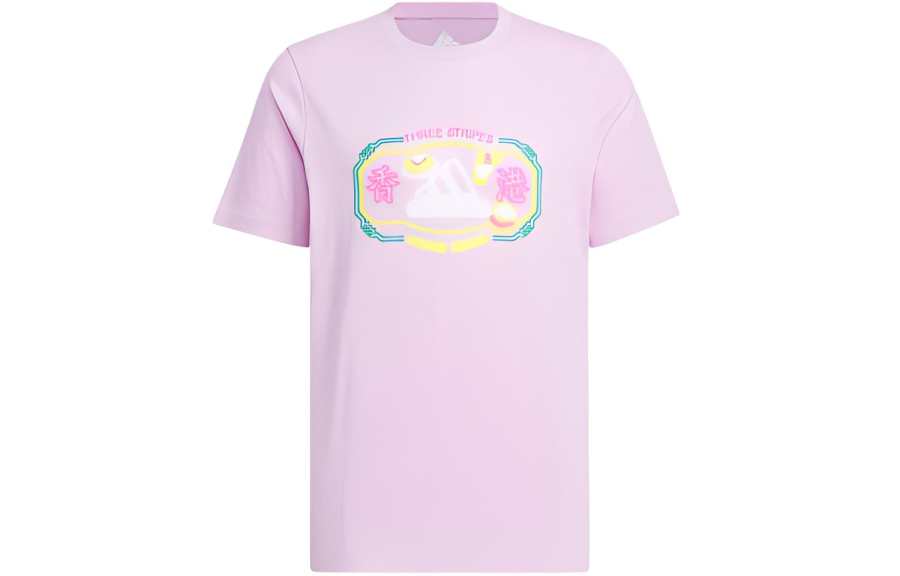 Adidas Adidas T Shirts Unisex Pink Crew Neck Moderate Straight Fit