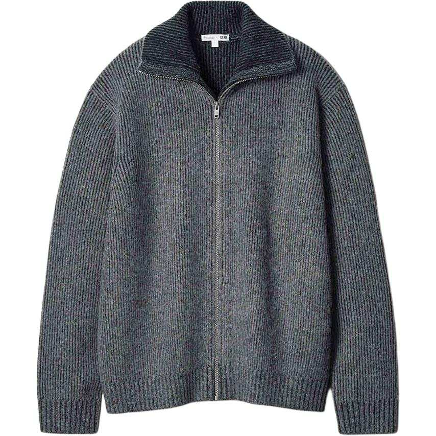 UNIQLO X JW Anderson JWANDERSON Knitwear Men's Asphalt Gray Lapel Moderate Cardigan