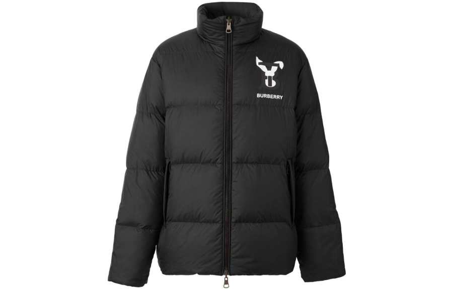 Burberry SS23 The Year Of The Rabbit Jackets Men's Black Stand Collar Moderate Reversible