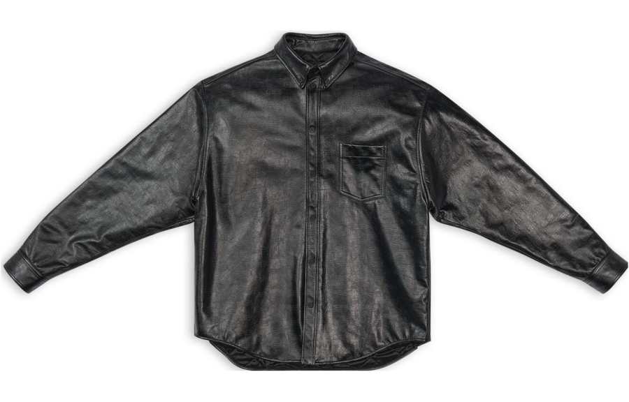 Balenciaga Embossed Bb Monogram Logo Leather Overshirt