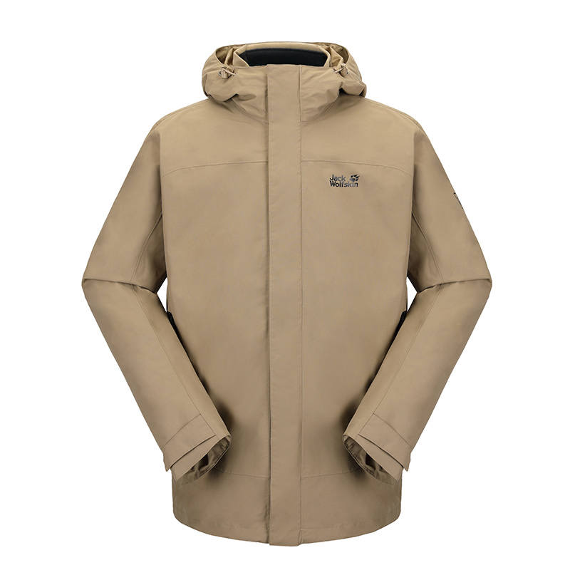 JACK WOLFSKIN Jackets Men's Elm Brown Hooded Moderate Soft Shell
