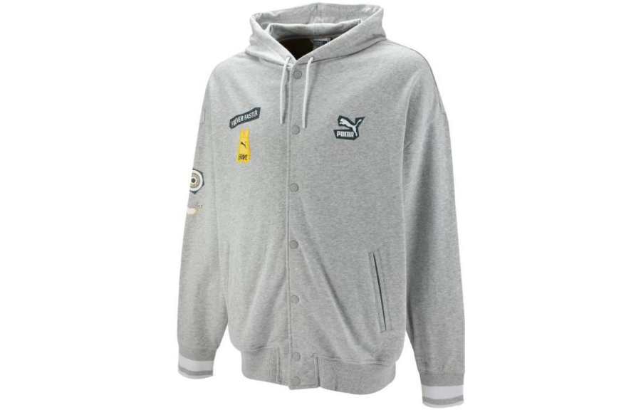 PUMA Jackets Men's Light Mixed Gray Hooded Moderate Other