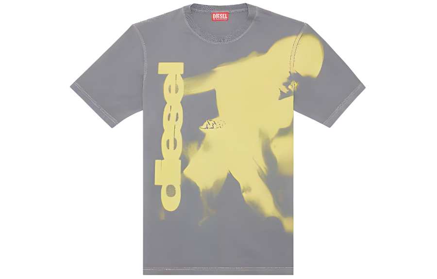 DIESEL T Shirts Men's Gray Crew Neck Moderate