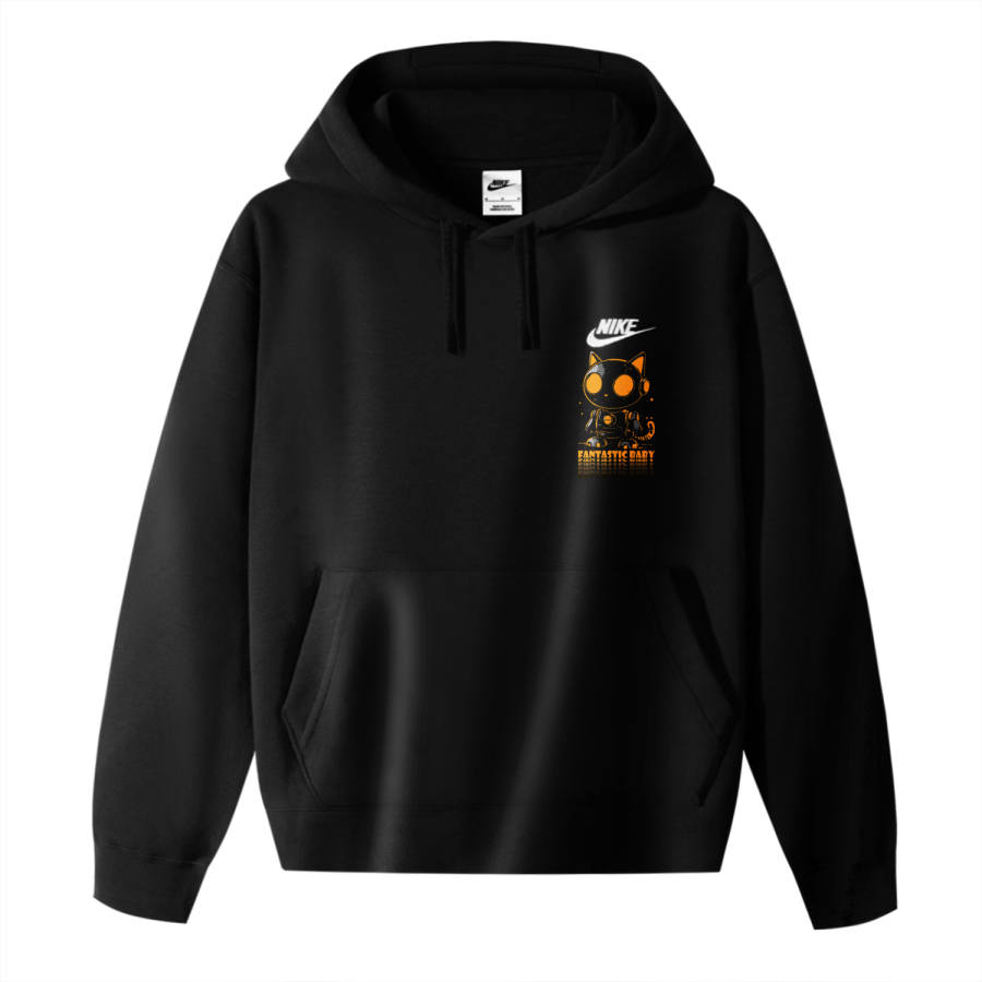 Nike Nike Sportswear Club Fleece One Color Cyber Kitten Fleece Lined Thermal Pullover Hooded Sports Sweatshirt Unisex Black