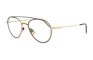 THOM BROWNE Matte Navy & Yellow Gold Aviator Optical Glasses